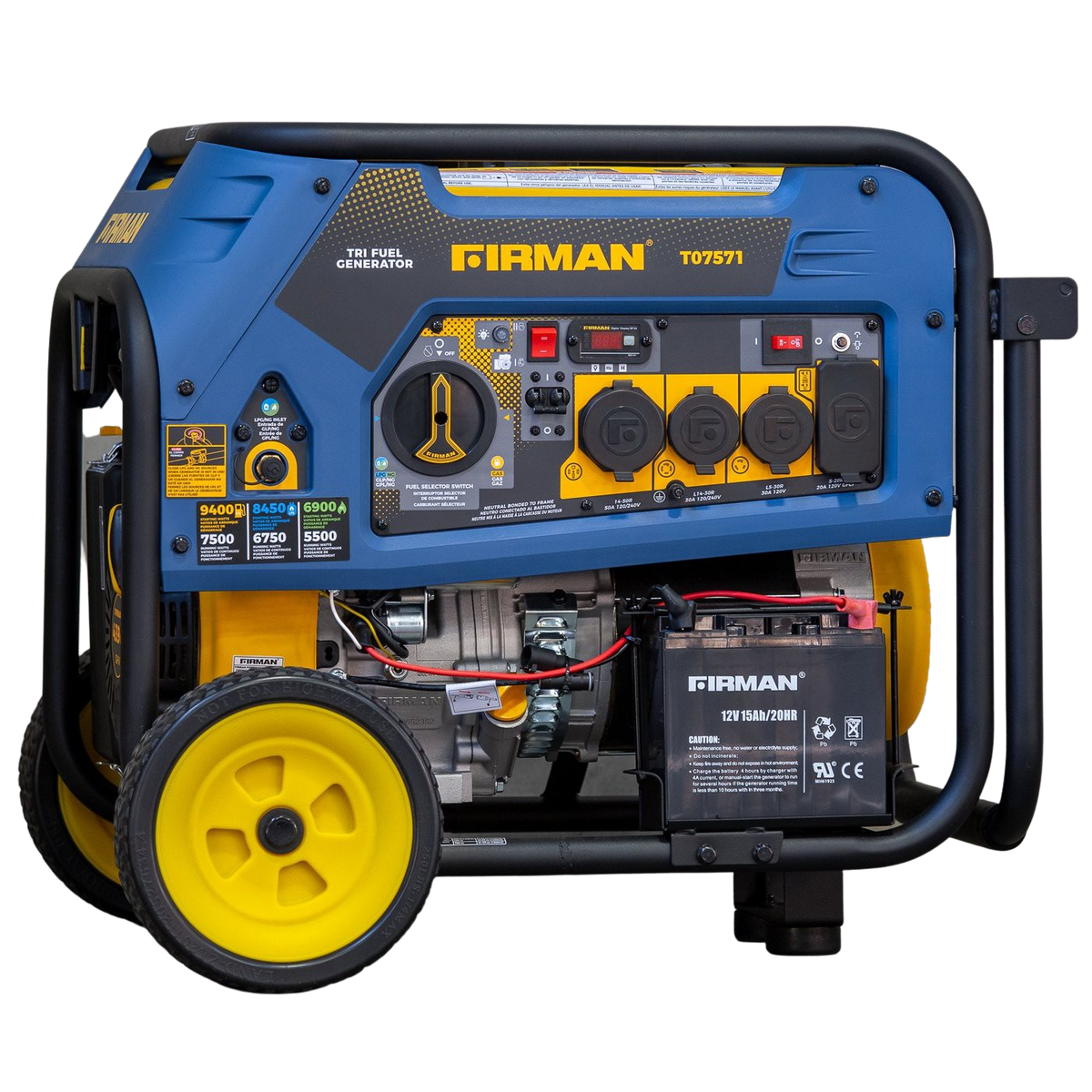 7500W/9400W Tri-Fuel Electric Start 50A Generator (Gas, Propane, Natural Gas) - Refurbished
