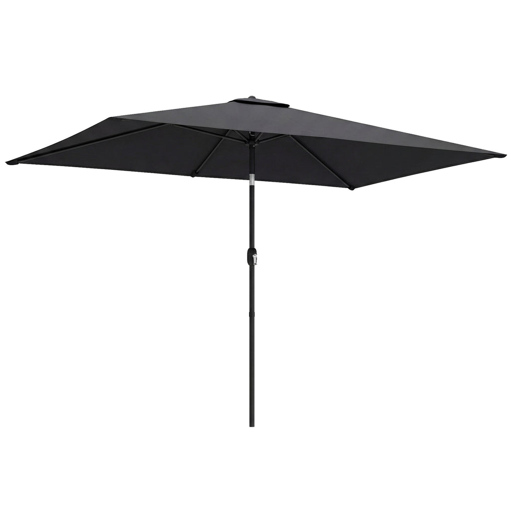 3 x 2 m Garden Parasol with Crank Handle and Tilt Function, Black