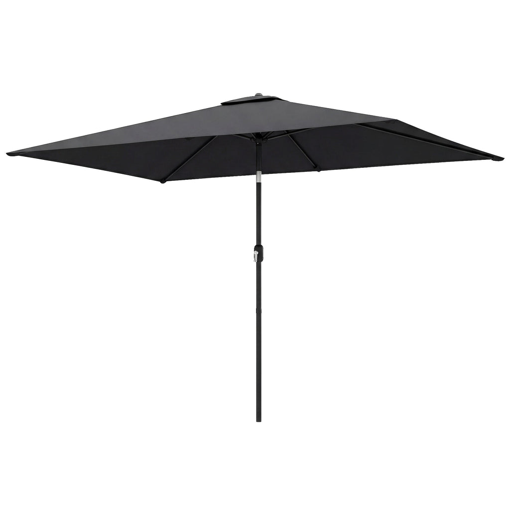 3 x 2 m Garden Parasol with Crank Handle and Tilt Function, Black