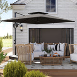 8' x 9' Square Cantilever Patio Umbrella with Fillable Base, Dark Grey