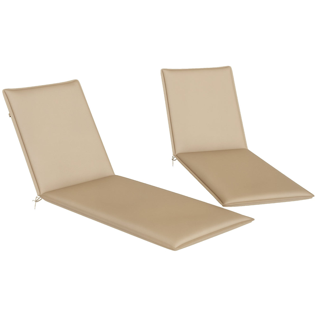 2-Piece Outdoor Lounge Chair Cushions, 76" x 23", Beige