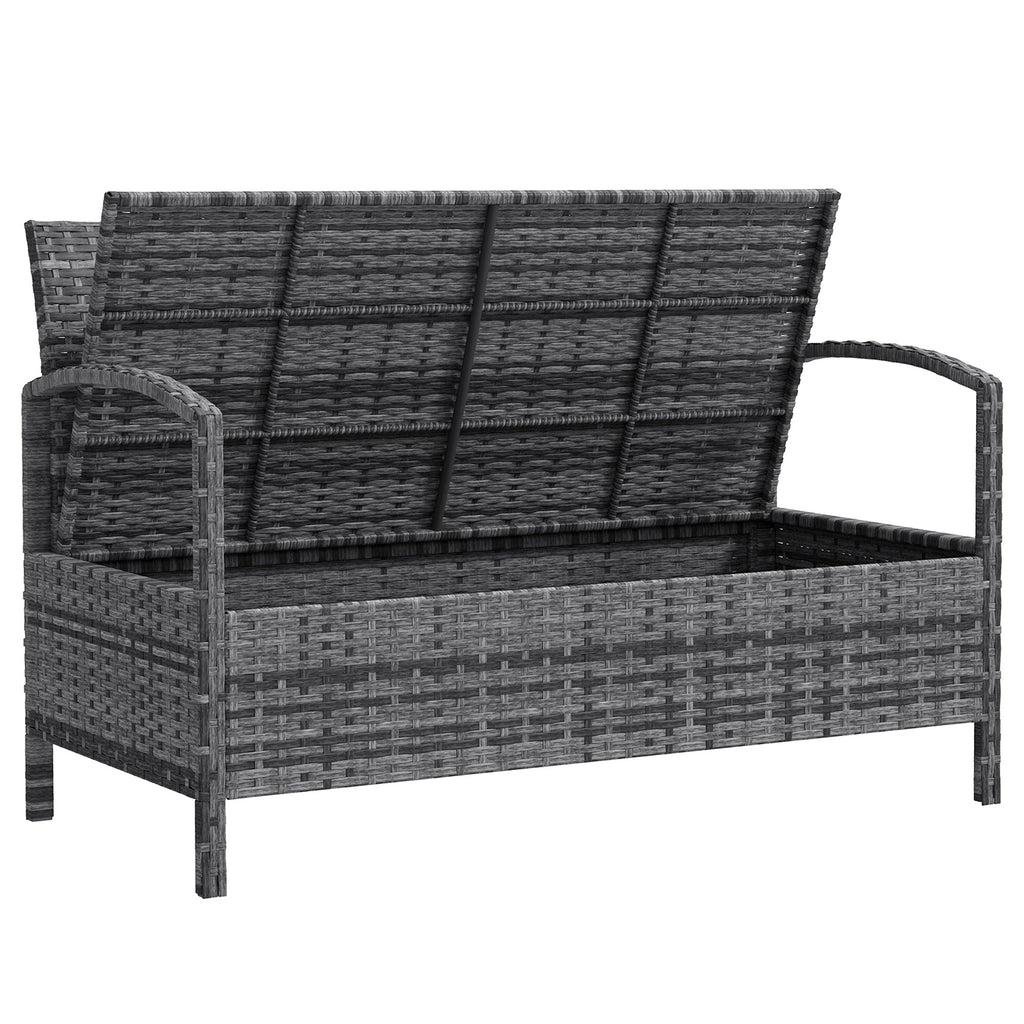 33 Gallon Wicker Outdoor Storage Bench with Cushion, Grey