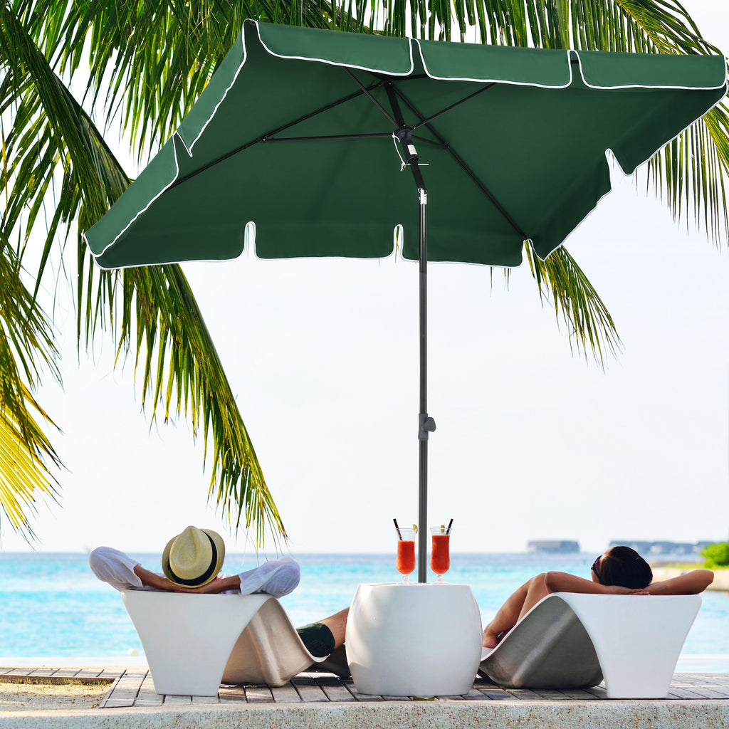 6.5 x 4ft Rectangle Patio Umbrella with Aluminum Pole and Tilt, Green