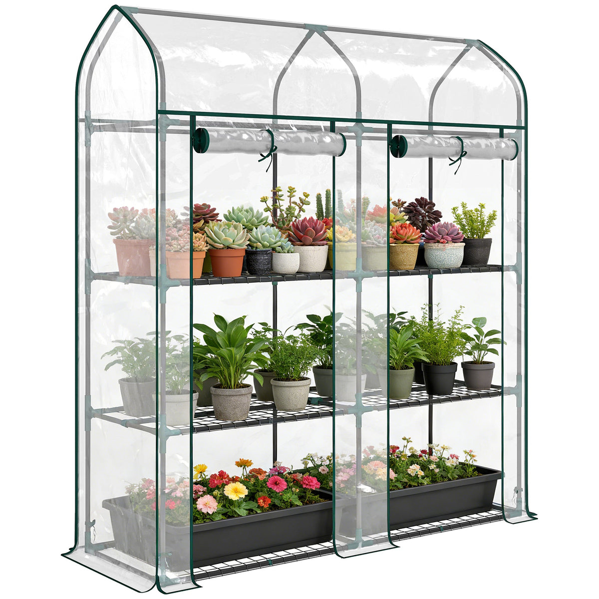 3-Tier Mini Greenhouse, 56.3" x 18.1" x 65", Clear