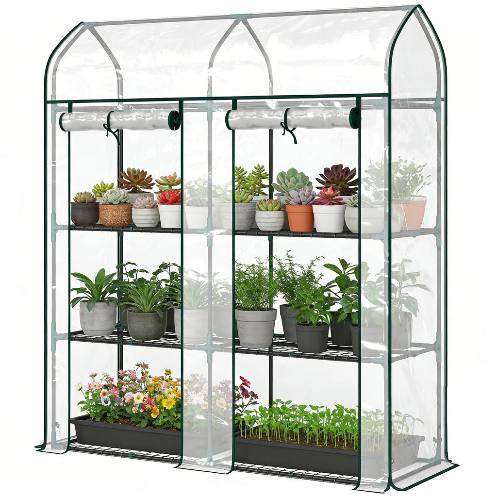 3-Tier Mini Greenhouse, 56.3" x 18.1" x 65", Clear