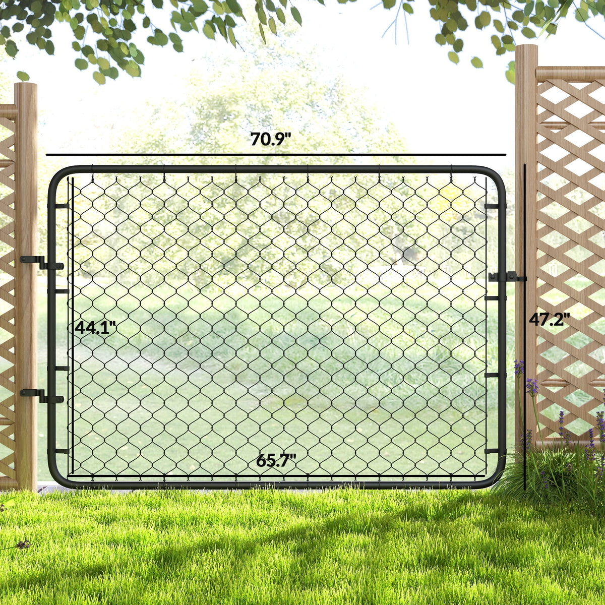26-71 in. W x 4 ft. H Chain Link Fence Gate, Black