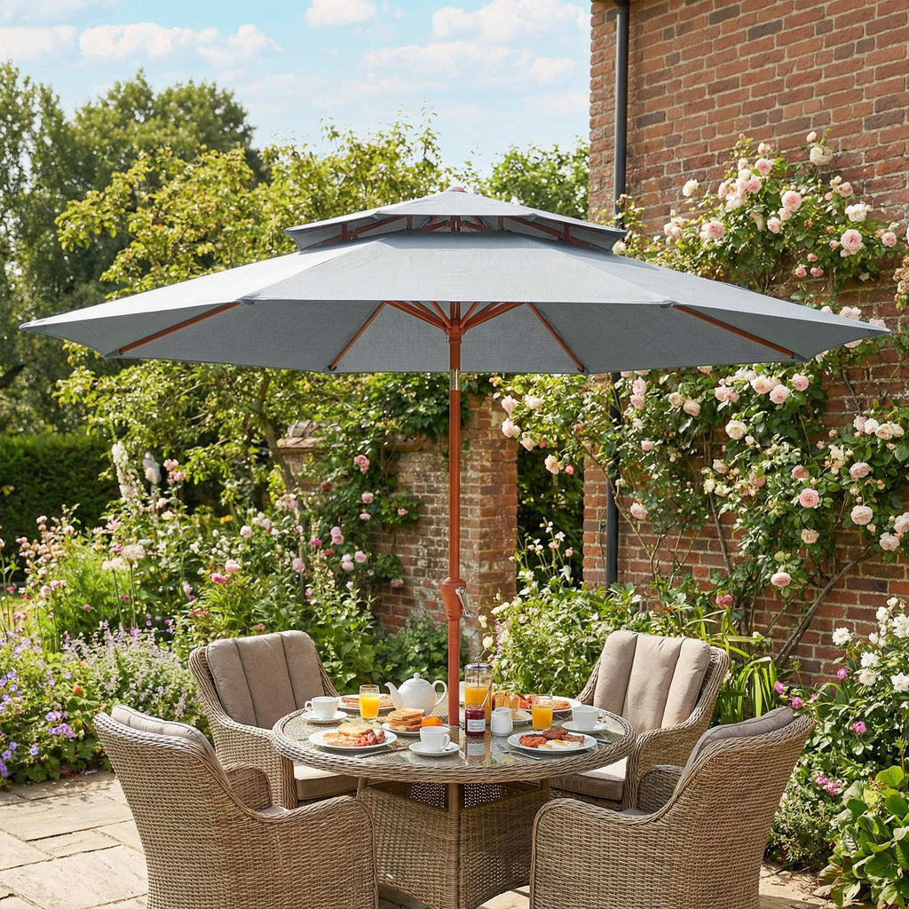 104'' x 104'' Patio Umbrella with Crank and Double Top, Light Grey