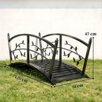 1.2M Metal Garden Bridge with Safety Railings, Black
