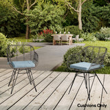 Set of 6 Chair Cushion Seat Pads with Straps, Light Grey