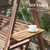 3 Seat Porch Swing with Stand and Side Tables, Carbonized Brown