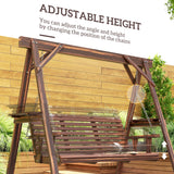 3 Seat Porch Swing with Stand and Side Tables, Carbonized Brown