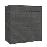 Wicker Outdoor Storage Cabinet with 2 Drawers and 2-Tier Shelves, Dark Grey