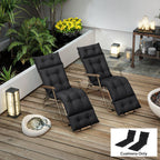 190x56x10cm Sun Lounger Cushions Set of 2 for Loungers, 220gsm UPF20+ Black