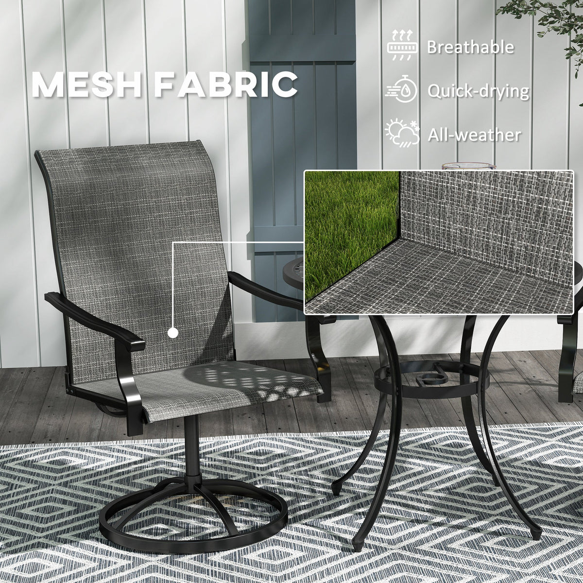 2-Piece Outdoor Patio Swivel Chairs, Gray