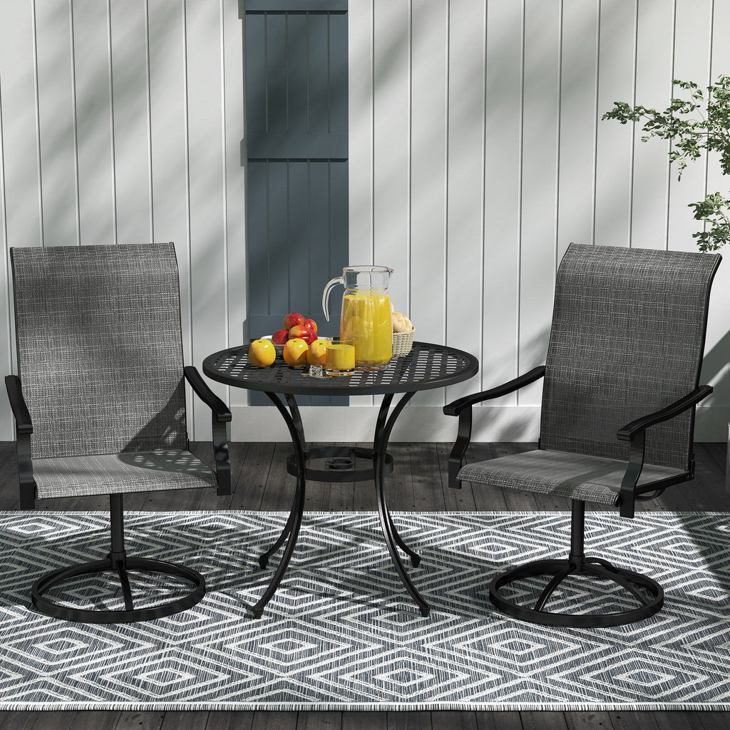 2-Piece Outdoor Patio Swivel Chairs, Gray