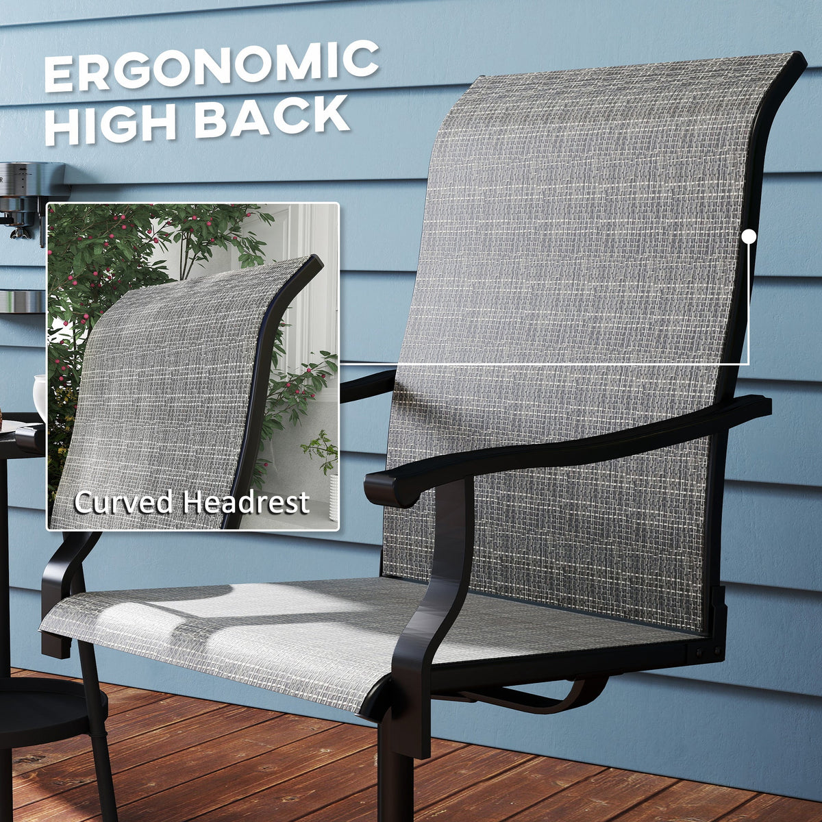 2-Piece Outdoor Patio Swivel Chairs, Gray