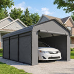 Onward 10' x 15' Heavy Duty Metal Carport with Galvanized Roof & Removable Sidewalls