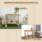 Wood Outdoor Bar Cart with 2 Shelves and Wine Holders, Natural