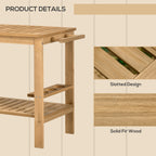 Wood Outdoor Bar Cart with 2 Shelves and Wine Holders, Natural