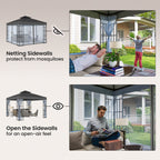 10' x 10' Soft Top Gazebo with Mosquito Netting, Dark Grey