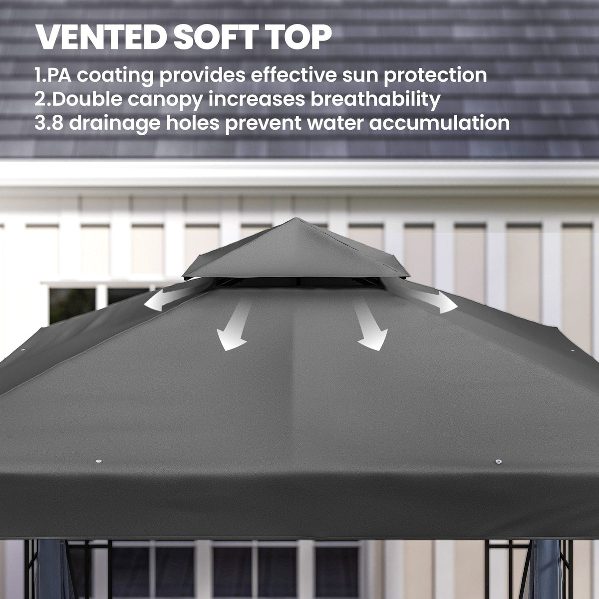 10' x 10' Soft Top Gazebo with Mosquito Netting, Dark Grey
