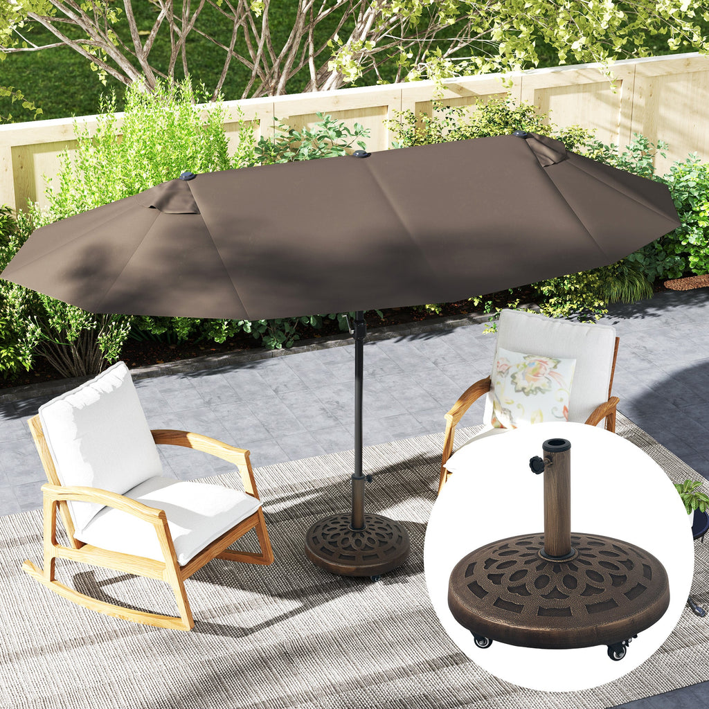 46 lbs Patio Umbrella Base with Wheels, Bronze
