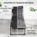 Folding Lounge Chair, 75 cm Wide with Cushion and Side Pocket, Dark Grey