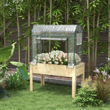 Raised Garden Bed with Plastic Greenhouse Cover & Liner for Herbs and Vegetables, 45" x 24" x 65" Natural