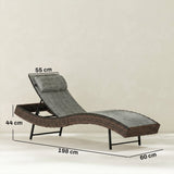 Rattan Sun Lounger with S-Shaped Seat and 5-Position Backrest, Brown