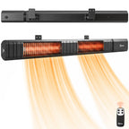 3000 W Electric Infrared Patio Heater, Wall-Mounted with 9 Heat Settings, Black