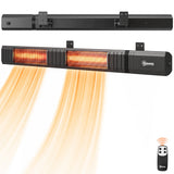 3000 W Electric Infrared Patio Heater, Wall-Mounted with 9 Heat Settings, Black