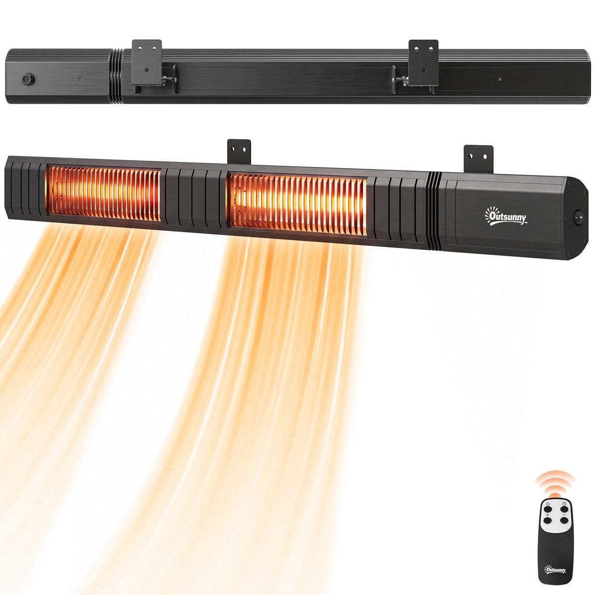 3000 W Electric Infrared Patio Heater, Wall-Mounted with 9 Heat Settings, Black