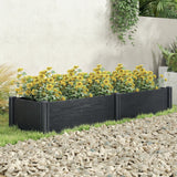 6.5 x 2 x 1ft Vinyl Raised Garden Bed with Divider, Grey Wood Effect