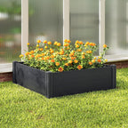 6.5 x 2 x 1ft Vinyl Raised Garden Bed with Divider, Grey Wood Effect