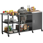 BBQ Grill Table with Stainless Steel Top and Storage Cabinet