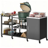 BBQ Grill Table with Stainless Steel Top and Storage Cabinet
