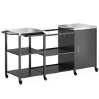 BBQ Grill Table with Stainless Steel Top and Storage Cabinet