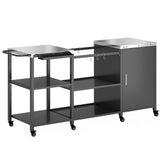 BBQ Grill Table with Stainless Steel Top and Storage Cabinet