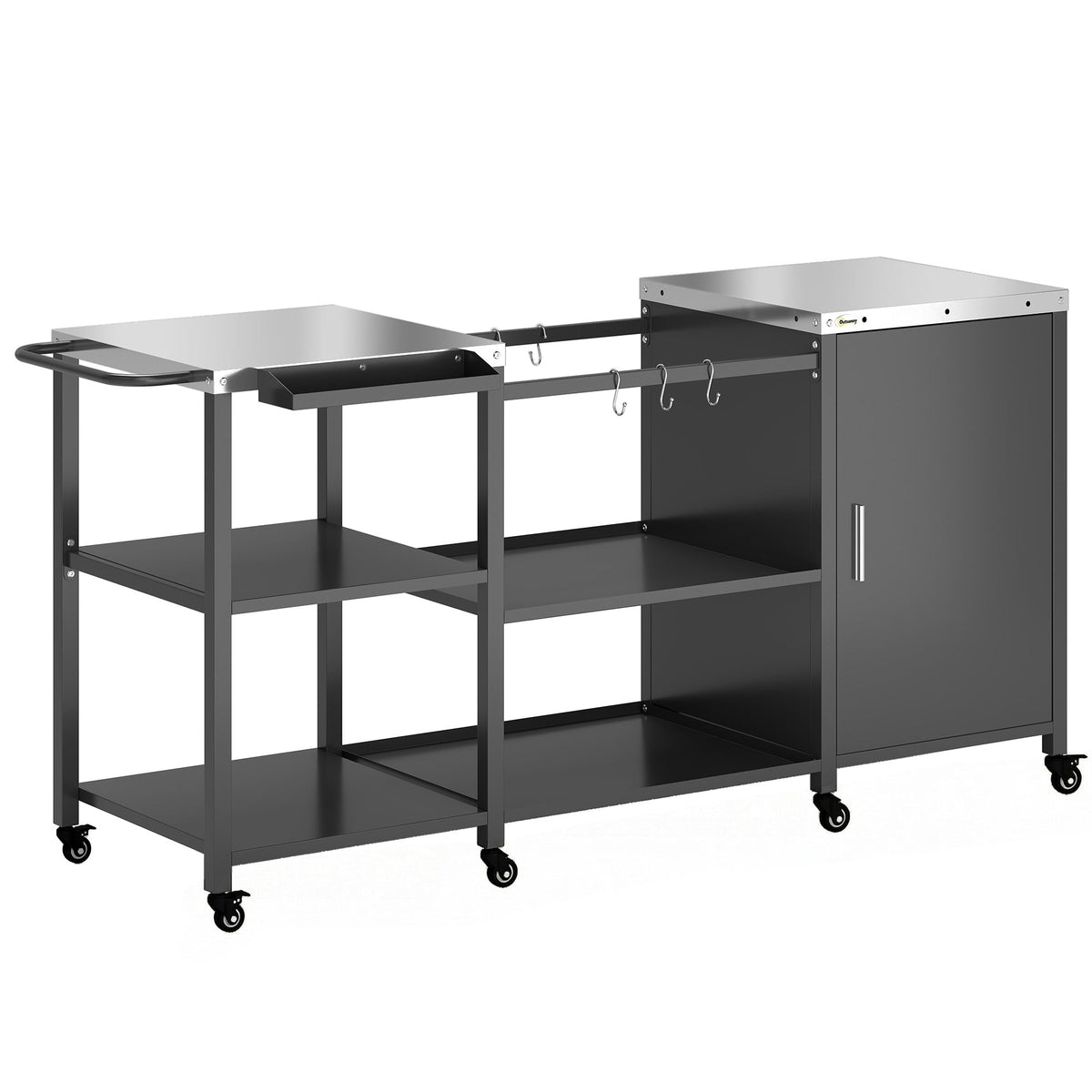BBQ Grill Table with Stainless Steel Top and Storage Cabinet