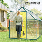 11' x 6' Polycarbonate Walk-in Greenhouse, Dark Green