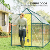 11' x 6' Polycarbonate Walk-in Greenhouse, Dark Green