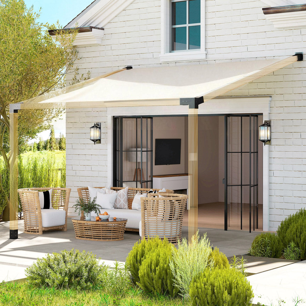 6 PCS Pergola Kit for 4" x 4" Lumber with 15° Slanted Roof, Black