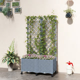 56.3" Self-Watering Planter Box with Trellis and Wheels, Gray