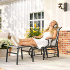 2-Piece Outdoor Glider Chair with Ottoman and All-Weather Breathable Mesh, Gray