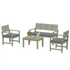 4-Seater Acacia Garden Set with Loveseat, 2 Chairs & Wood Table, Light Grey