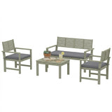 4-Seater Acacia Garden Set with Loveseat, 2 Chairs & Wood Table, Light Grey