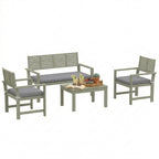 4-Seater Acacia Garden Set with Loveseat, 2 Chairs & Wood Table, Light Grey