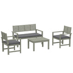 4-Seater Acacia Garden Set with Loveseat, 2 Chairs & Wood Table, Light Grey