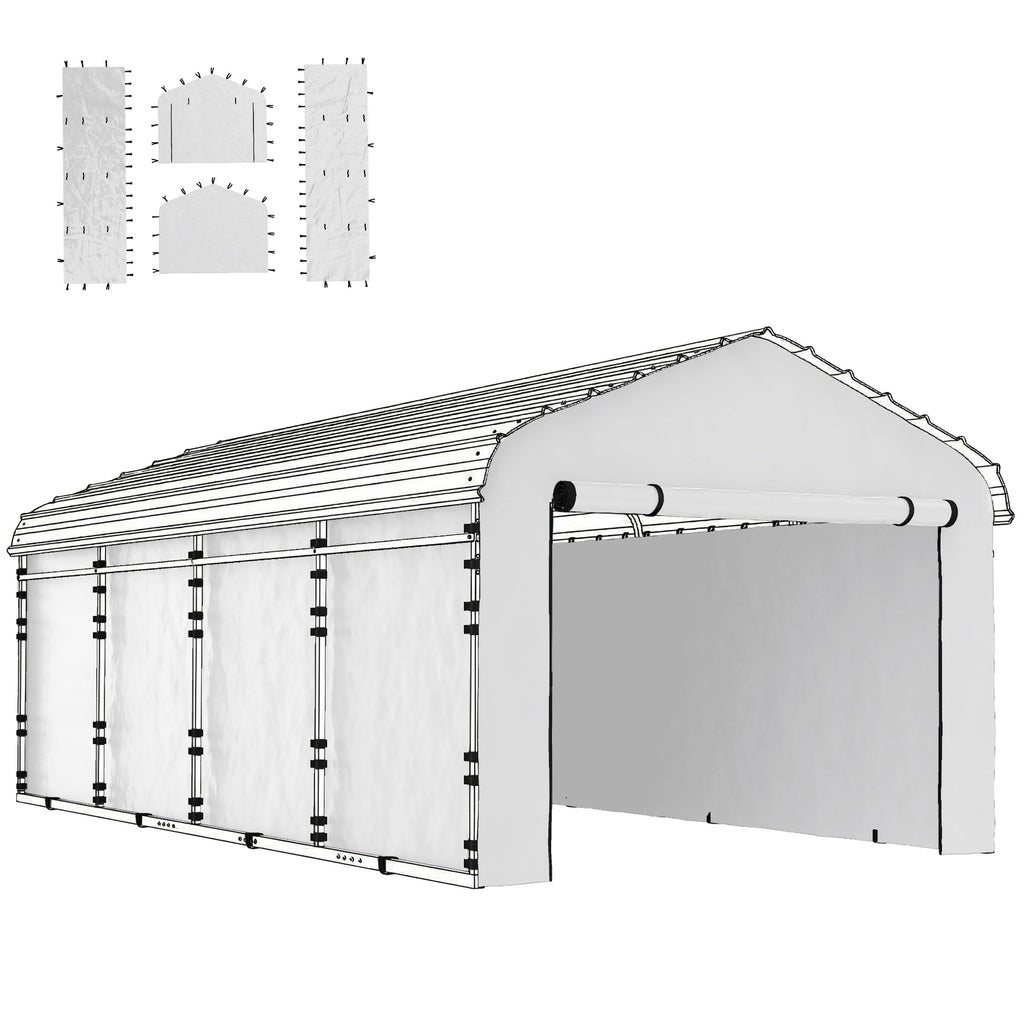Carport Sidewall Panels Set of 4 for 10' x 15' Structures, White
