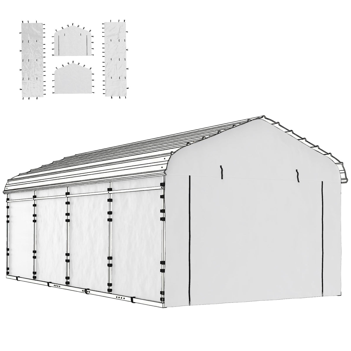 Carport Sidewall Panels Set of 4 for 10' x 15' Structures, White